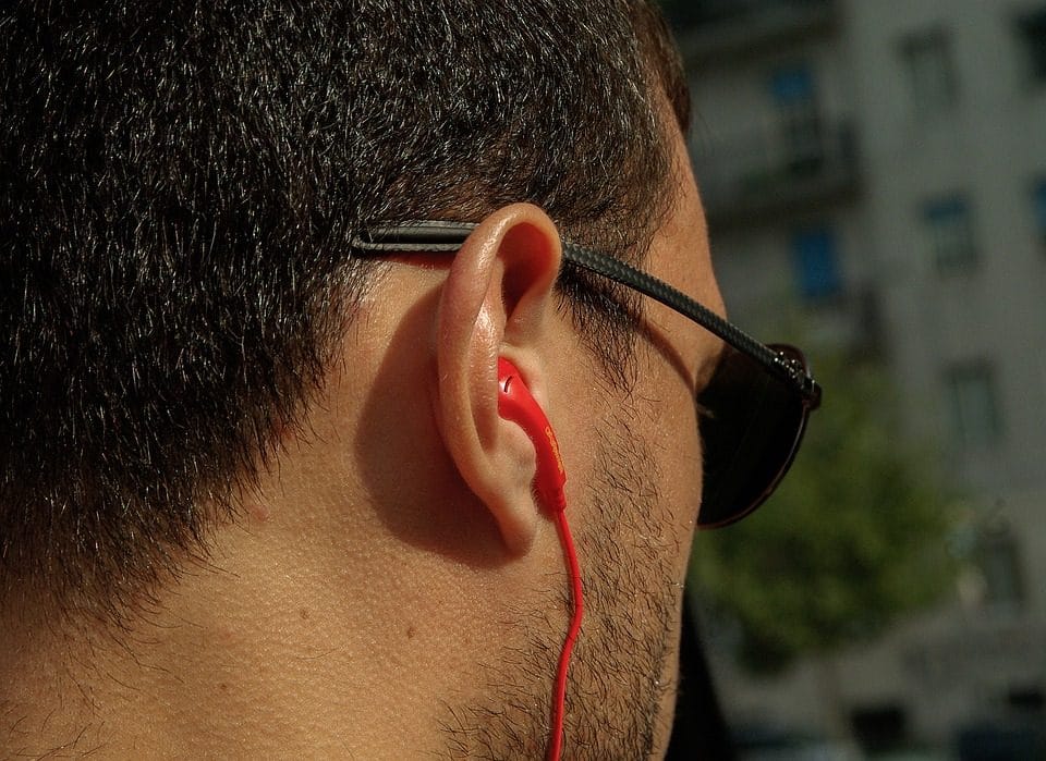 man using earphone